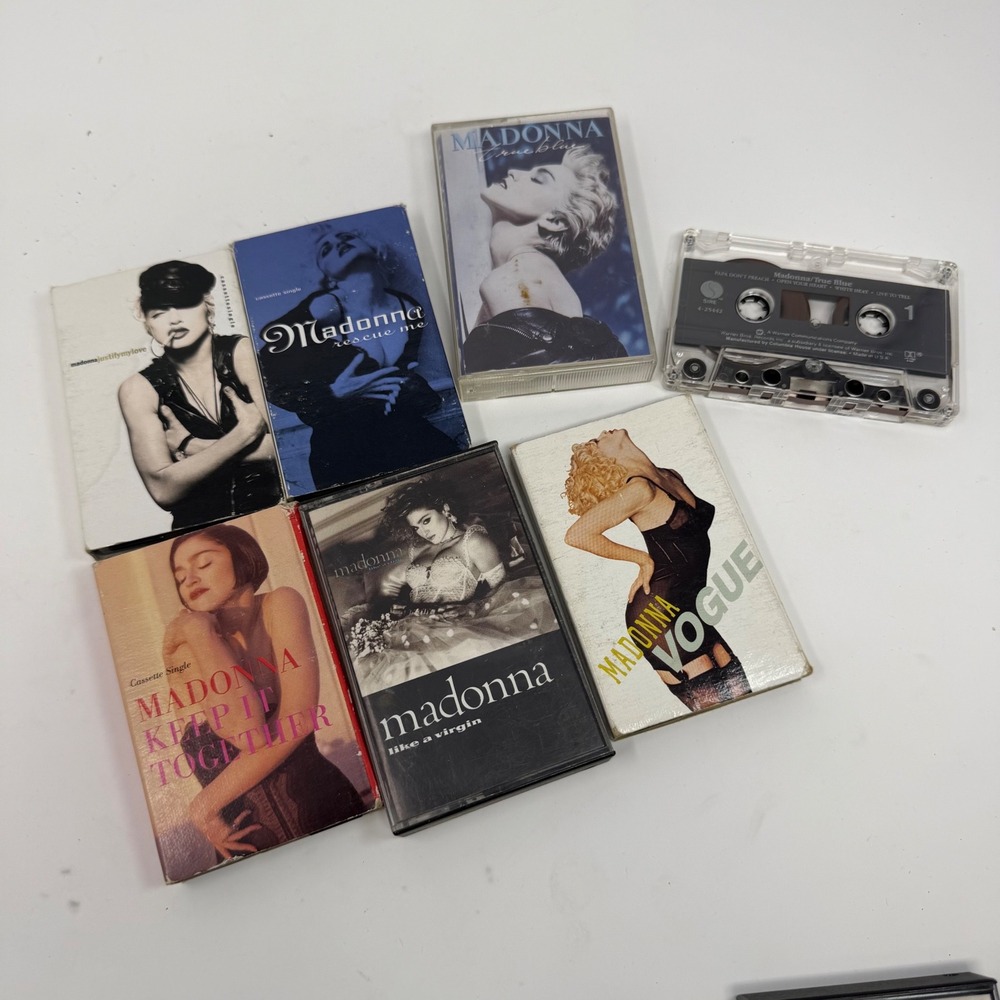 Madonna Cassette Tape Lot 6pc True Blue Like a Virgin Vogue Justify My Love 80s
